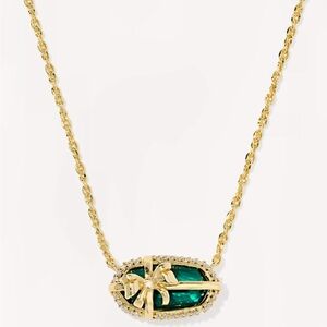 NEW Kendra Scott Elisa Bow Gold Short Pendant Necklace in Pine Illusion